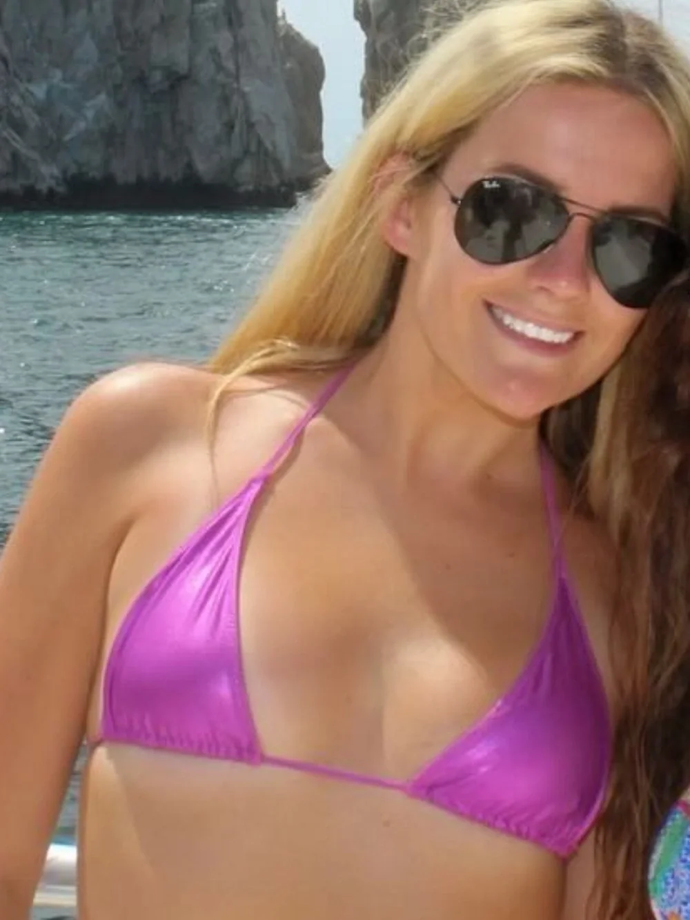 Shiny Magenta Triangle String Bikini